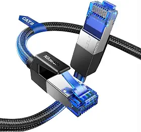 Cabo de Rede RJ45 Cat8 F/FTP Macho 5M Preto Velocidade Extrema Internet Segura Estável Ideal para Streaming 4K Jogos Alta Performance Conexão Robusta Flexível