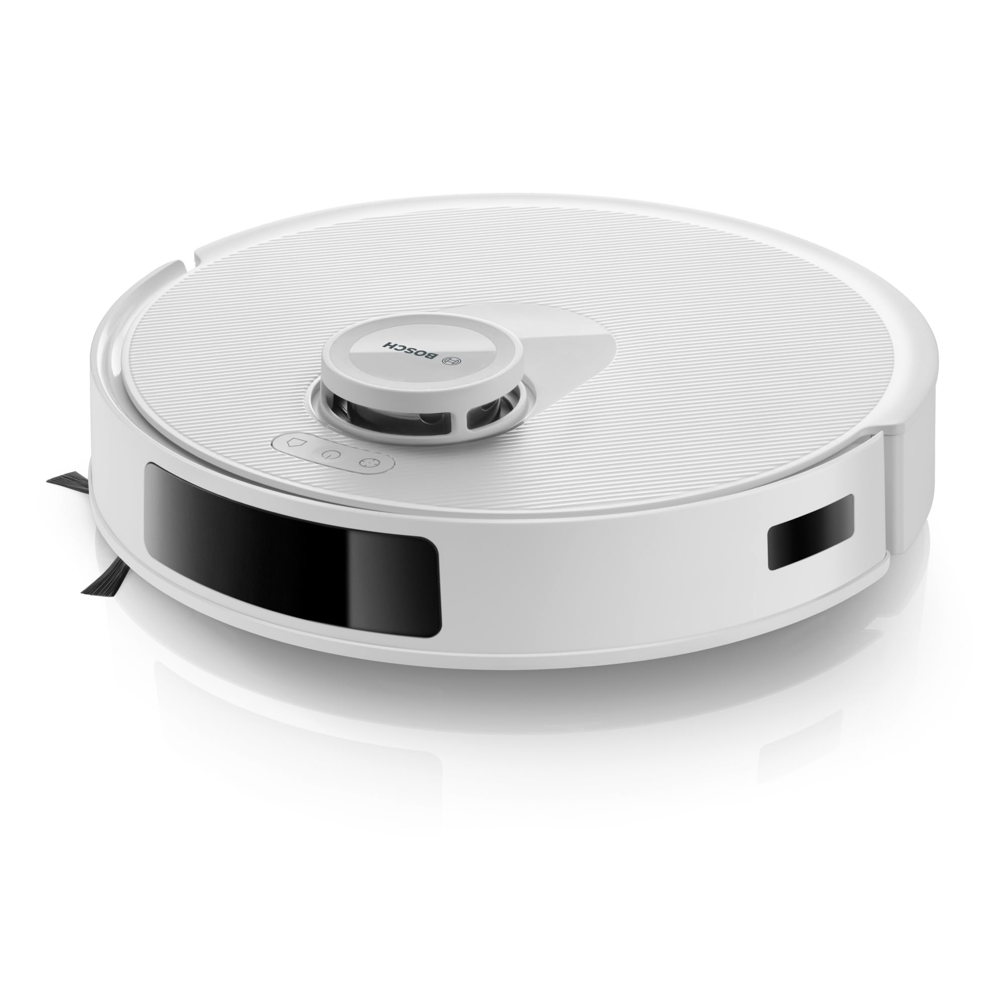 Bosch - Robot Aspirador Spotless +, aspira y friega, Potencia 11.000 Pa², Almohadilla húmeda Fija, estación Seca, Sistema Inteligente de visión por Infrarrojos, Bosch Home Connect App, Blanco, BCRD1W
