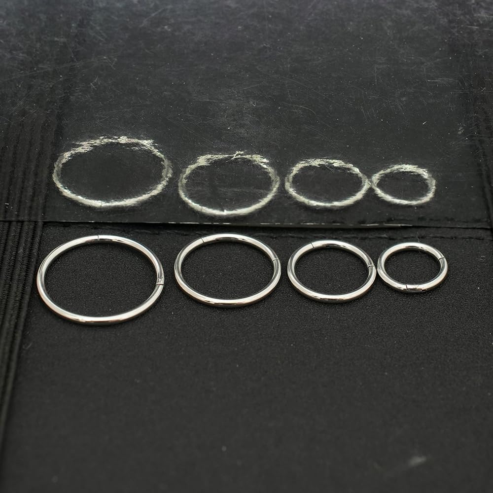 4Pair 8Pcs 16G/18G set Surgical Stainless Steel Septum Hinged Clicker Segment Nose Rings Hoop Helix Cartilage Daith Tragus Sleeper Earrings Body Piercing for Women Men 6mm 8mm 10mm 12mm - Image 3