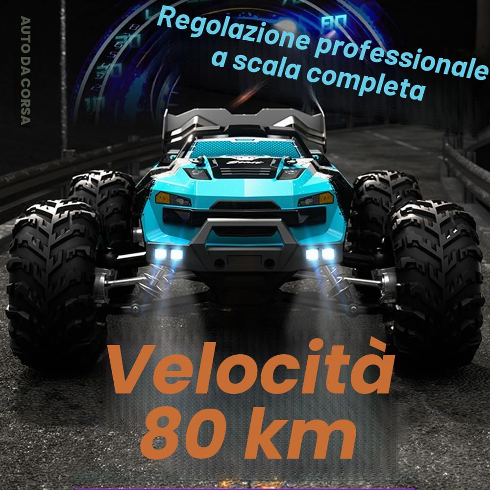 X-Verse SG116 MAX 1:16 Auto Telecomandata Professionale, Impermeabile RC Auto 80KM/H 4WD RC Alta Velocità Offroad con Motore Brushless per Adulti (3 Batterie)