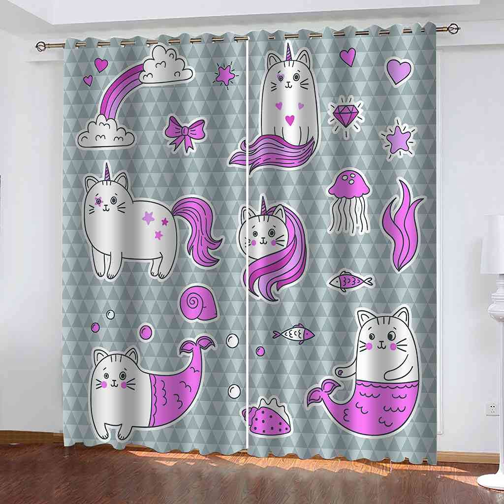 Rideaux isolants thermiques chaton violet occultant phonique 3D