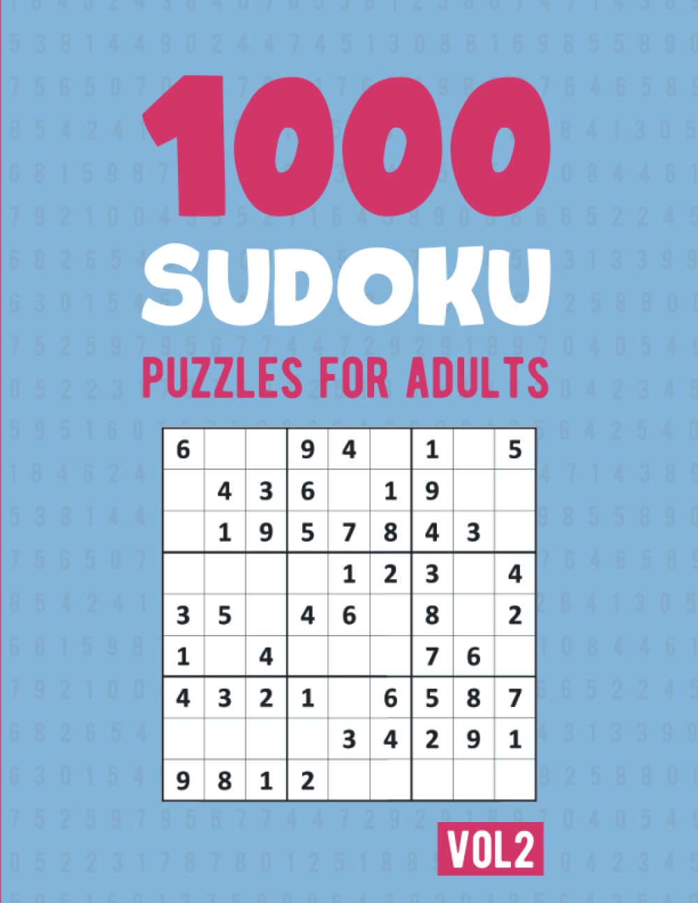 1000 Sudoku puzzle book for adults with solutions. Easy to hard. 8.5x11 in six puzzles per page