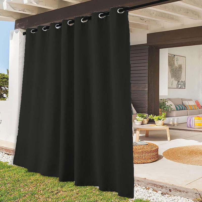 Outdoor Patio Waterproof Thermal Insulated Sun Blocking Blackout Curtain with Grommet White 120''x84''