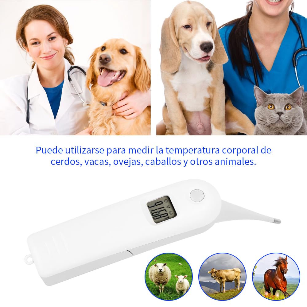 Termómetro Veterinario, Termómetro Electrónico Veterinario Para Cerdos, Ganado Y Ovejas Termómetro Para Cría De Animales Pantalla Intuitiva Grado Termómetro Para Mascotas Fácil De Limpiar Y Desinfecta
