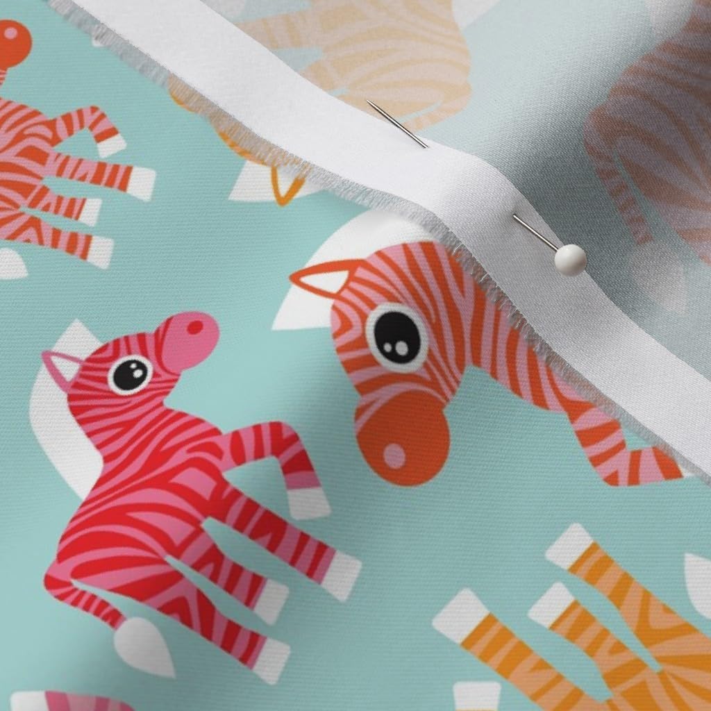 Spoonflower Fabric - Colorful Rainbow Dancing Zebra Party Cute Kids Illustration Small Printed on Organic Cotton Sateen Fabric by The Yard - Sewing Quilting Apparel Home Decor