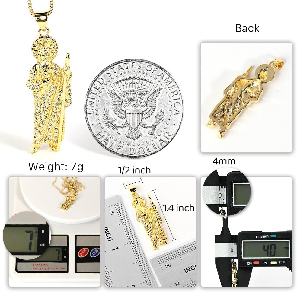 BeTime San Judas Tadeo Necklace for Men: 18K Gold Plated Dainty Pendant Jewelry for Men Gifts - Image 4