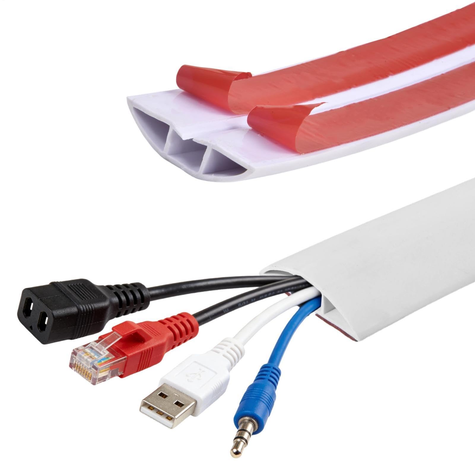 Canaleta para cables de suelo plano, 5 cm x 1,2 cm, autoadhesivo, 20 m de