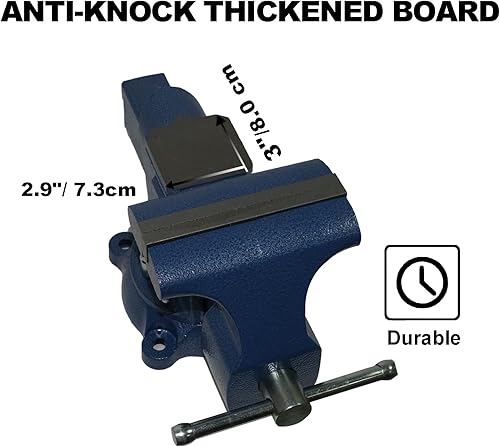 Miniatura 4 de PPUMP Tornillo de banco de 6 pulgadas de ancho de mandíbula de 5.5 pulgadas, apertura de mandíbula para el hogar, agarre seguro con base giratoria