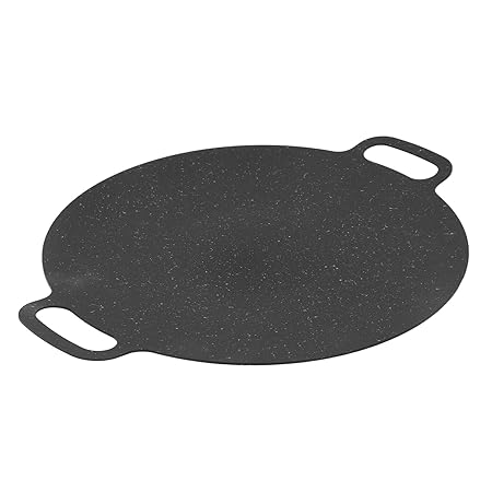 EXCLUZO Korean BBQ Frying Pan Non-Stick Large Size Double Handle Korean Griddle Pan Wide Application for Camping (28cm)