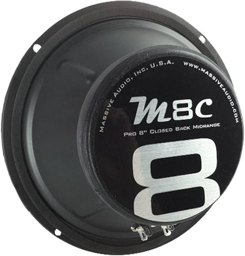 Miniatura 1 de Massive Audio M8C - 8 pulgadas, 300 vatios, Pro Audio Altavoz de respaldo cerrado de rango medio para automóviles, aplicaciones de escenario y DJ.