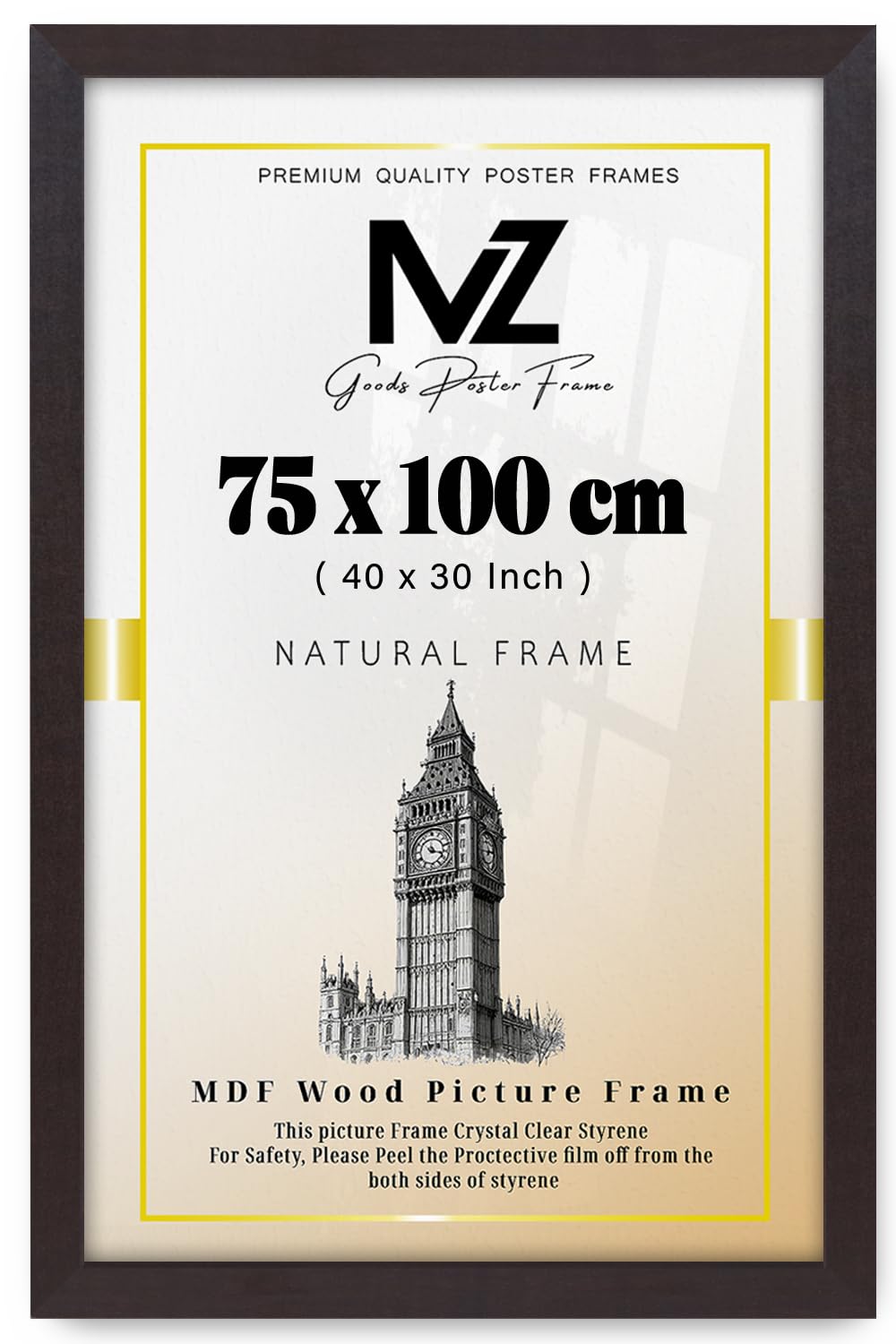 Mz Goods Mahogany | Stunning 2' 6" X 3' 3" Posters Frame - (75 X 100 Cm) Horizontal/Vertical Wall Hanging For Posters & Artwork 30 X 40 Inch [ ]