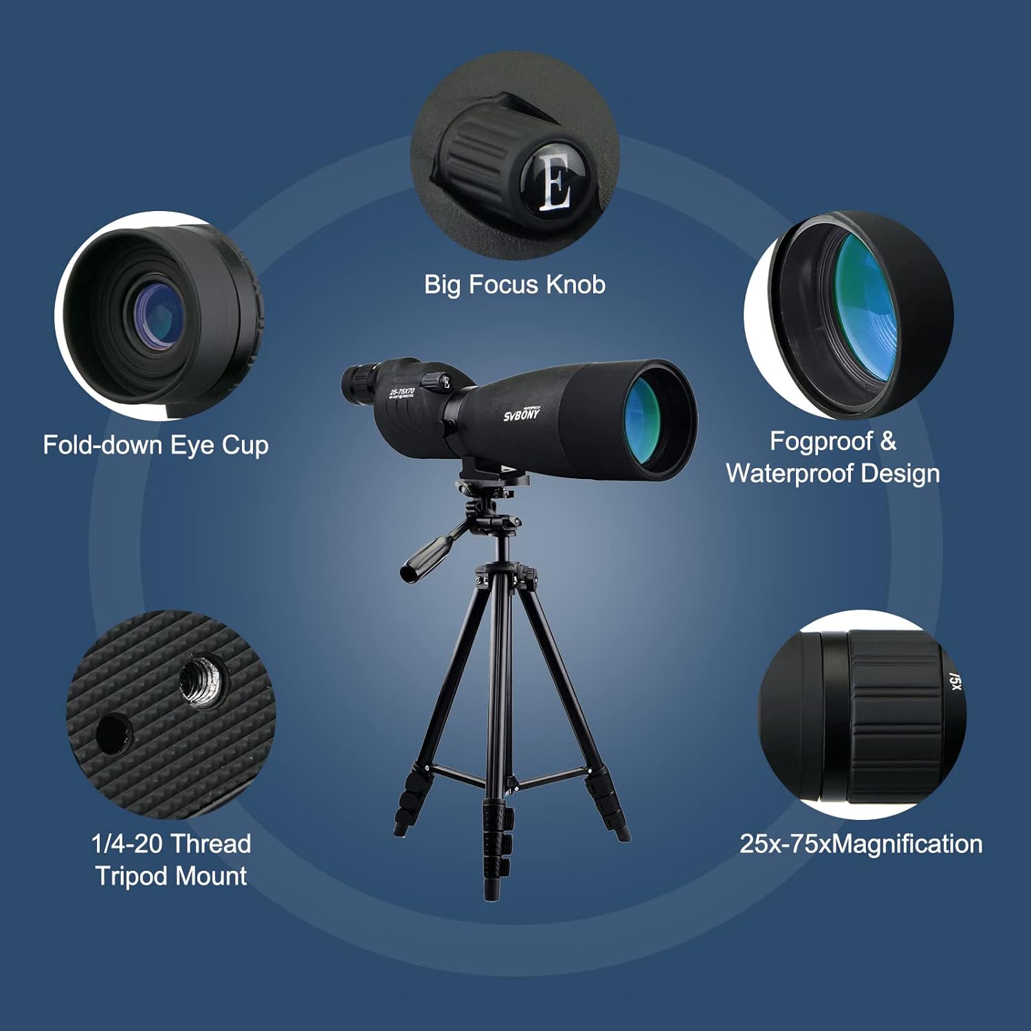 Adjustable height tripod for SVBONY SV17 Spotting Scope
