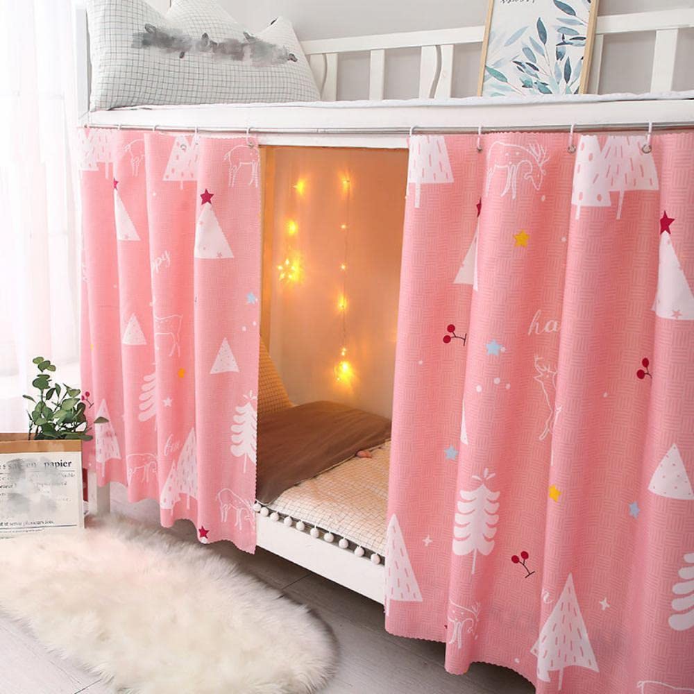 Bunk Bed Drapes for Bottom 2 Pcs/Set Lightproof Bed Canopies Curtain in Student Dormitory Bedroom Cute Lighttight Cloth (Pink Dream,3.8ft H)