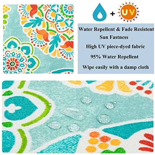 Funhome Outdoor Chair Cushions Set Of 2, Waterproof Patio Seat Cushions D16Xw17 Inch, All Weather Patio Chair Pads With Tie, Patio Cushions For Furniture Garden Home Office Decoration, Cyan Circle #TOP3