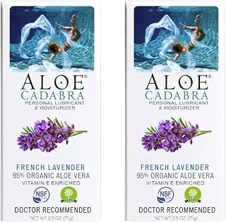 Aloe Cadabra Flavored Personal Lubricant and Vaginal Moisturizer, Organic Edible Aloe Lube for Men, Women and Couples, Non-Staining, pH Balanced, Toy Compatible (French Lavender, 2.5 Ounces, 2 Pack)