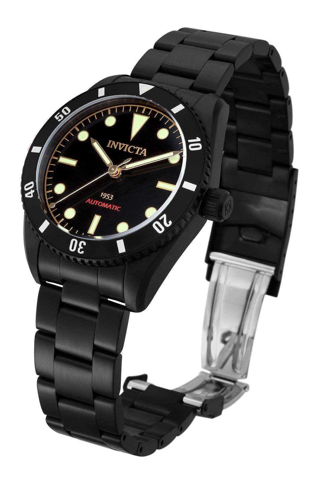 INVICTA Vintage Pro Diver 34337 Reloj de Hombre - Movimiento Automático - Acero Inoxidable con Esfera Negra - 40 mm