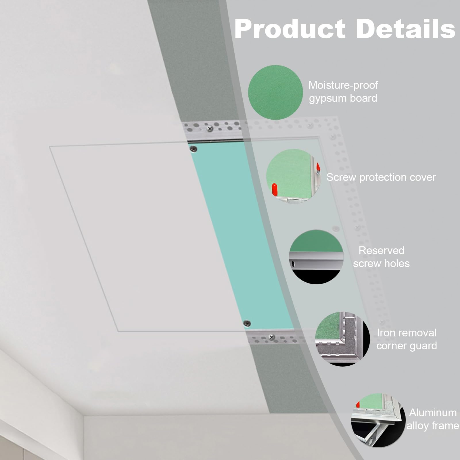 Pannello di accesso a muro a secco ignifugo per porta sottotetto in metallo da incasso per impianti idraulici e riscaldamento, piastra di copertura (96,5 x 111,8 cm), design nascosto, ideale per la