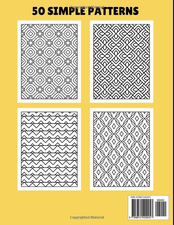 Geometric Harmony: Artful Patterns to Color and Relax: Coloring Book with 50 Simple Shapes and Designs - Gift Idea for Beginners, Adults and Seniors (Relaxing patterns coloring books) image 3