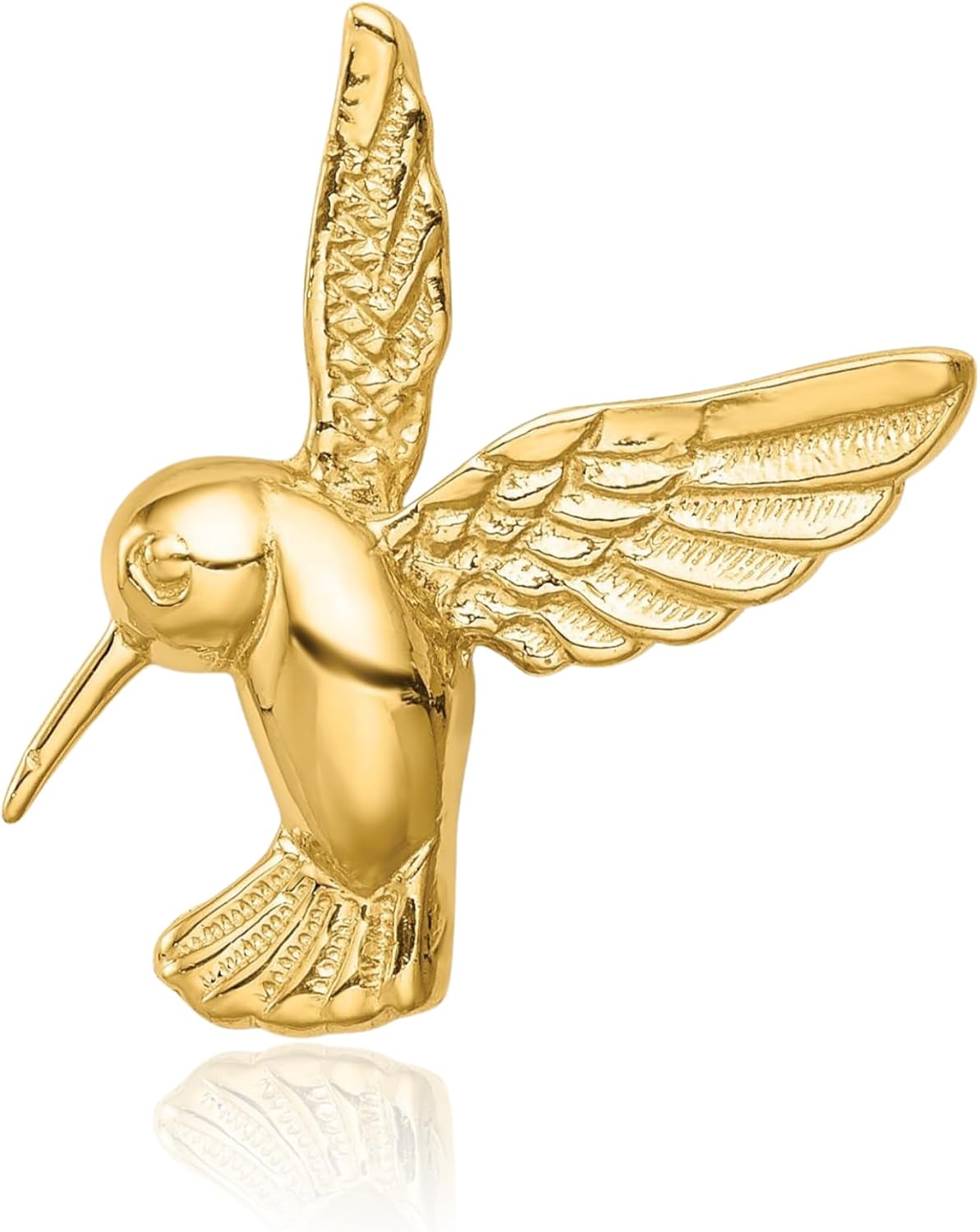 IceCarats 14K Solid Yellow Gold Medium Hummingbird Floating Slide Pendant Necklace 20mm 3/4 inch Polished, Textured for her