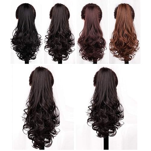 Miniatura 4 de Extensión de cola de caballo gruesa con clip en cola de caballo ondulada desordenada, 15.0 in, color marrón claro