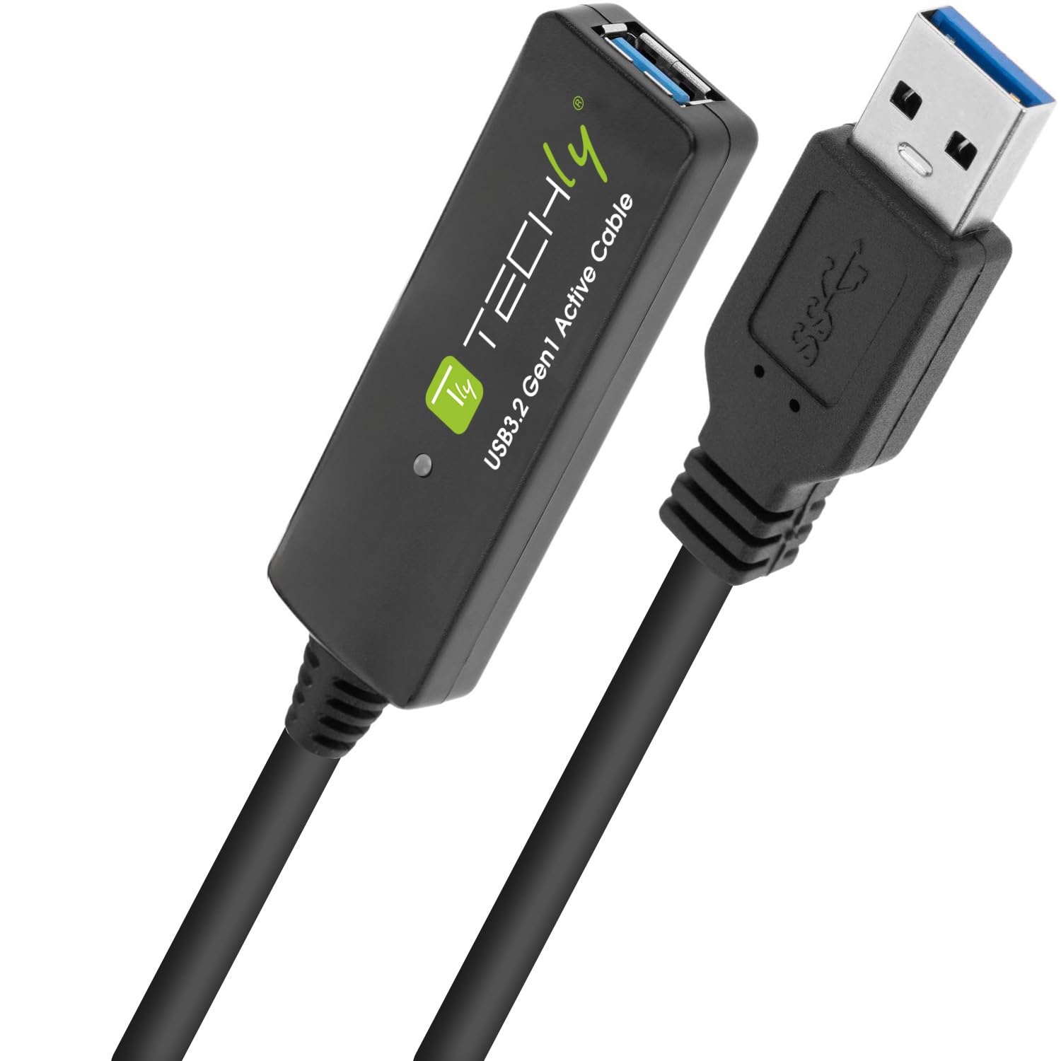 Techly 368000 Cavo Prolunga Attivo USB3.2 SuperSpeed+ Estensore di Segnale 10m Nero Nero