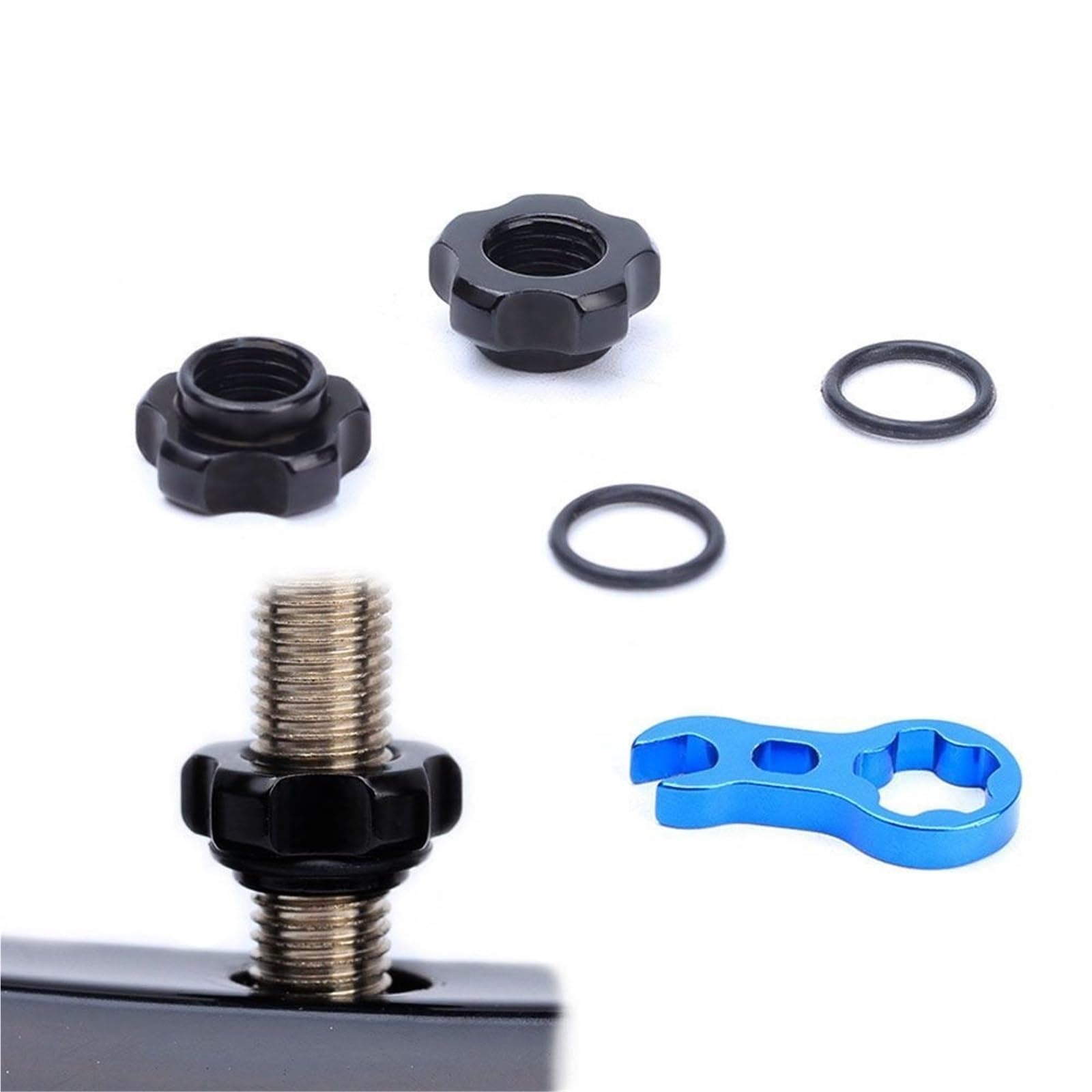 Fahrrad-Ventil-Umrüstmutter-Adapter for Tubeless-Presta-Ventile und Schrader-Ventile, MTB-Fahrrad-Ventilfelgen-Umrüstmutter mit Installationsschlüssel