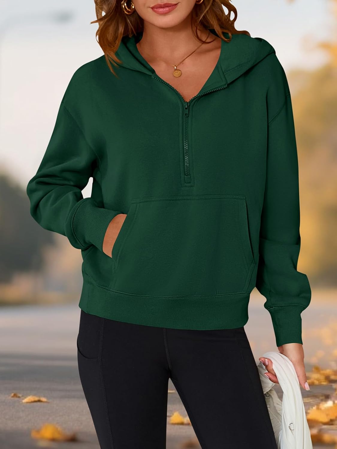 PRETTYGARDEN Women's Half Zip Up Hoodies 2025 Fall Long Sleeve Cropped Pullover Oversized Sweatshirt Fashion Y2K Clothes - Image 4