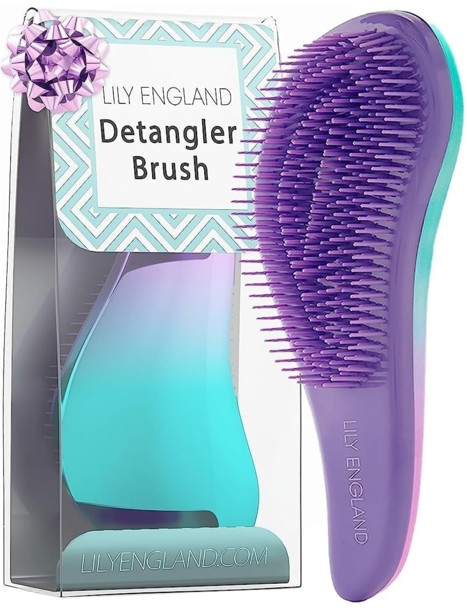 Cepillo Para Pelo Fino, Grueso, Rizado - Para Todo Tipo de Cabello - Mujeres y Niños (Lila/Multicolor) - Lily England