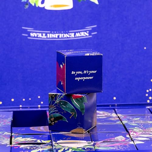 Miniatura 5 de New English Teas Calendario de Adviento de té de Navidad, 50 bolsitas de té pirámide, 5 té negro festivo, mezclas de frutas y hierbas