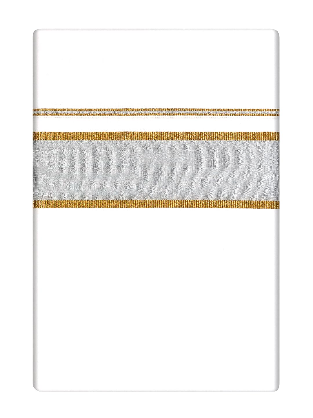 minister white Mens Cotton White Single Layered Dhoti with Gold & Silver Jari Fancy Border|White|-picture-27
