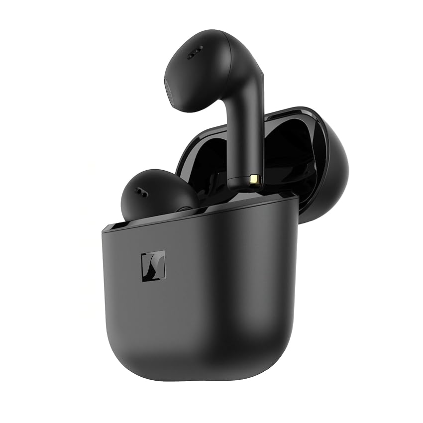 Sennheiser ACCENTUM Open - Auricolari con design aperto, suono dinamico e Bluetooth 5.3, resistenza agli schizzi IPX4, batteria con 28 ore di autonomia e custodia di ricarica USB-C - Nero