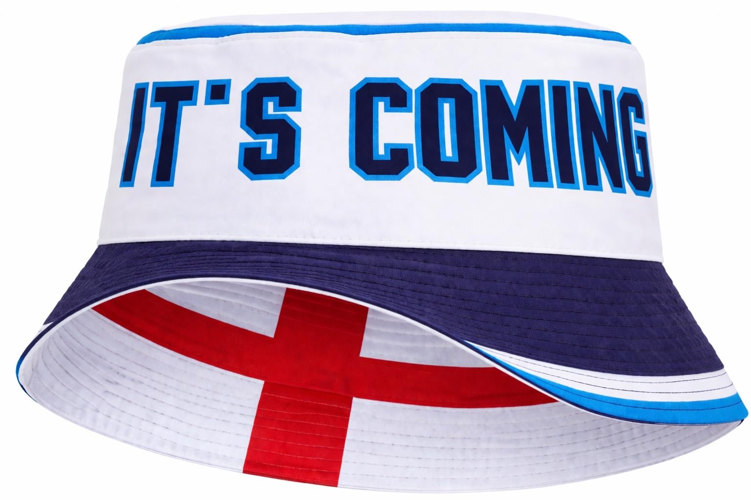 Hyper Mart England Reversible Its Coming Home Bucket Hat, St George's Cross, Polyester, 56-58cm, Unisex, for Football, Rugby, Cricket, Festivals & St George's Day (Blue, Red and White)