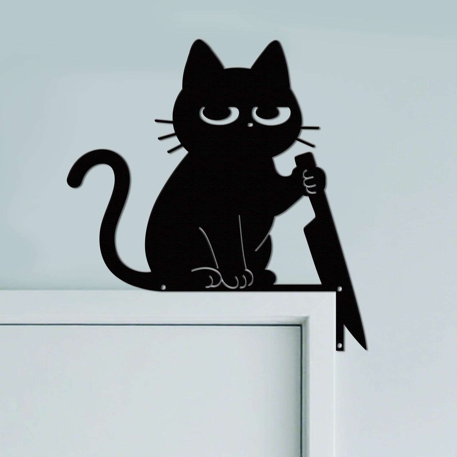 CUTHOLLOW Cat Door Topper Sign Metal Wall Art Decor