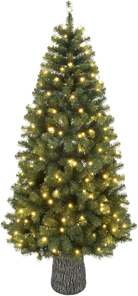 COSTWAY Albero di Natale 136/183 cm, Albero di Natale Artificiale Pre