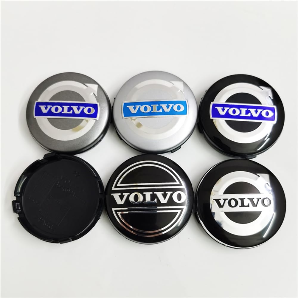 4 Pièces Cache-Moyeu Volvo 64mm - Enjoliveurs Centre Roue Pour S40 S60 S80L XC60 XC90 Avec Badge