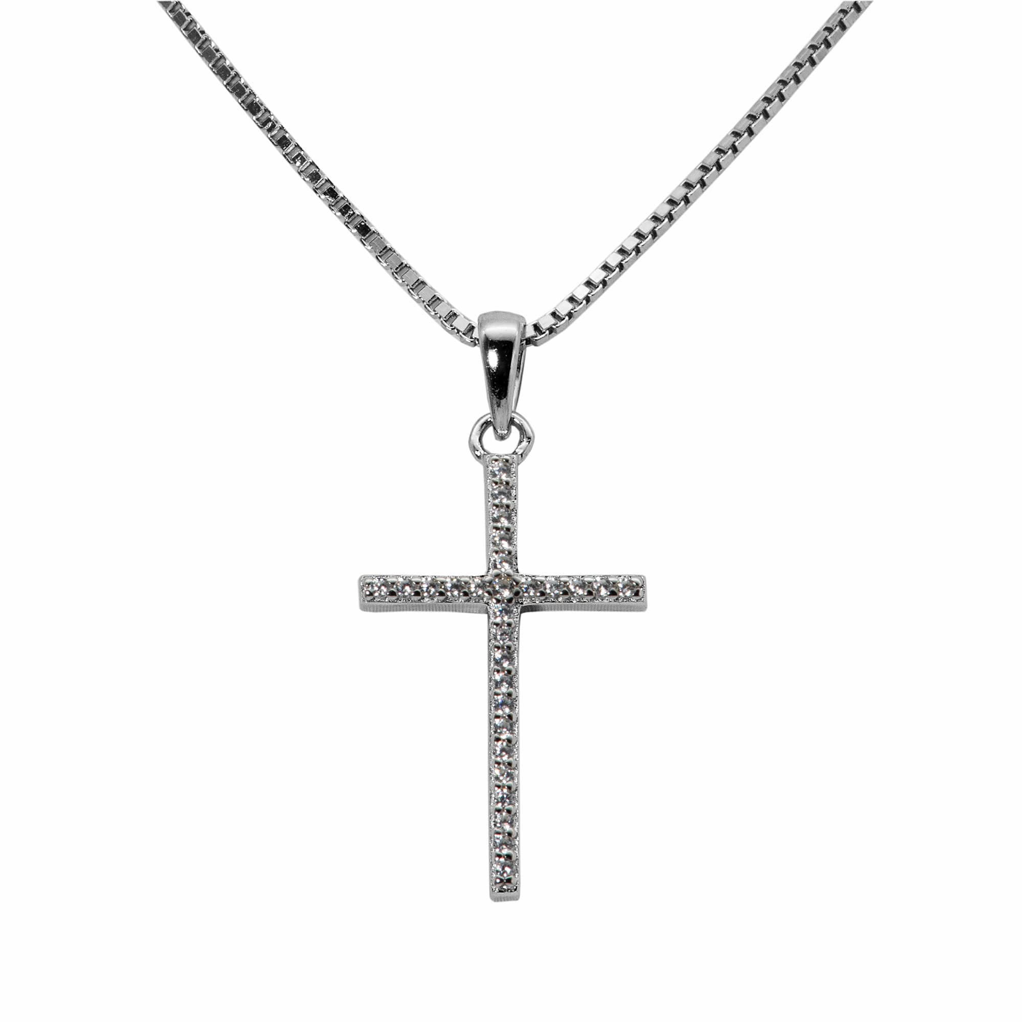 Venezianer Kette Halskette Anhänger Kreuz Zirkon 925 Sterling Silber Damen Herren Halskette