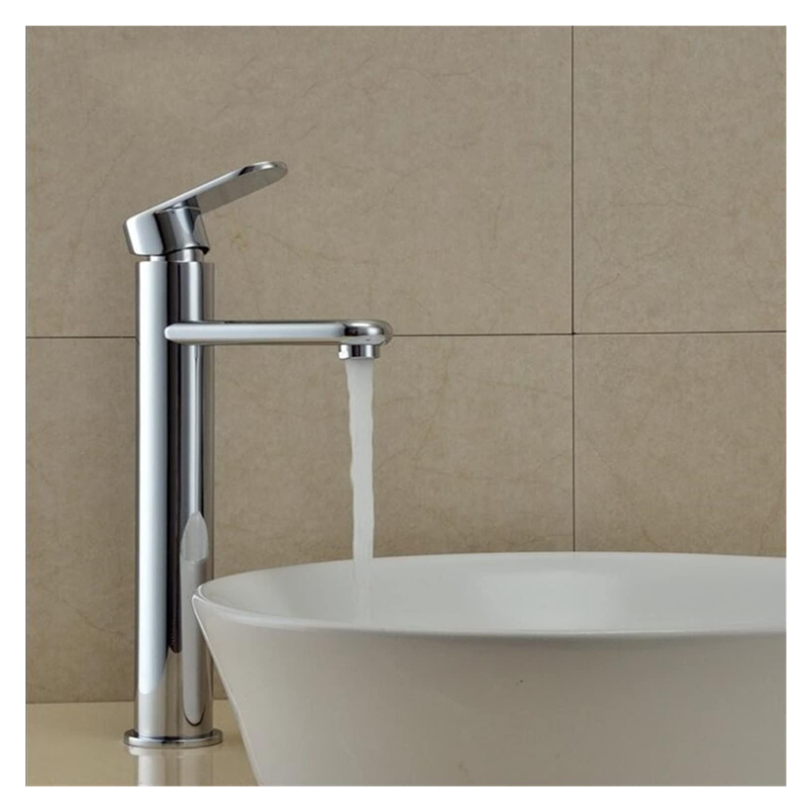 Robinet de lavabo mitigeur contemporain chrome pour vasque de salle de bain
