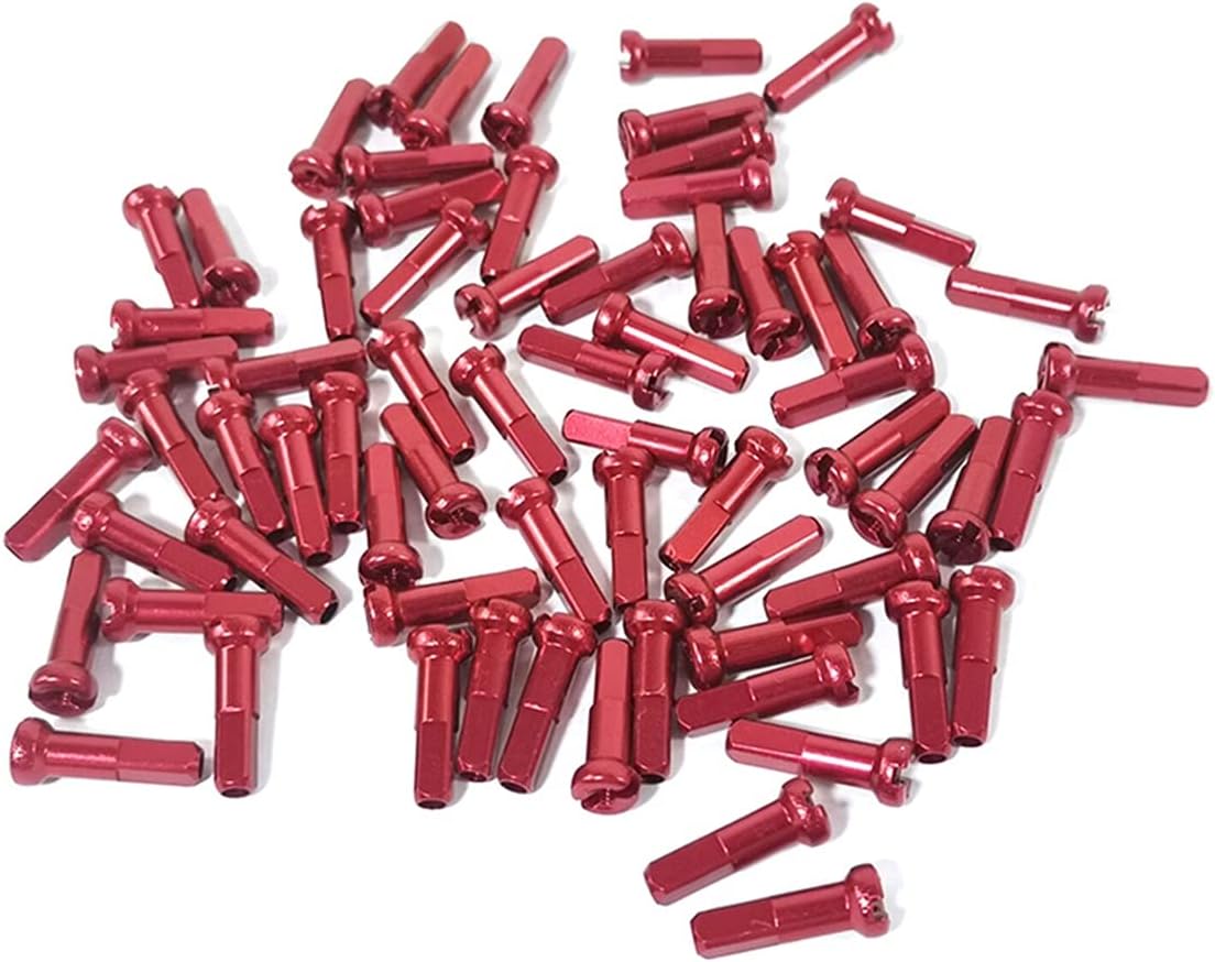 Bicycle Spoke Nipples, 64psc/lot, CNC 16mm, 14g Alloy, AL7075, N.I.P.S. Round Bike Accessories, Aluminum Nipples, Red, for MTB and Road Bicycles (Color: Red 16mm CNC)