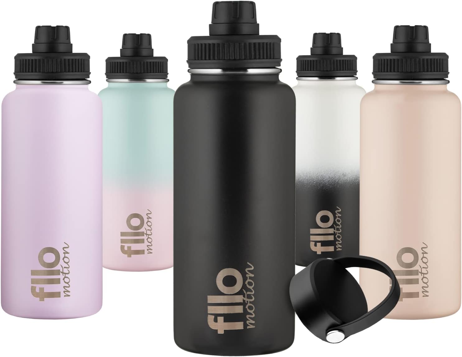 32oz Insulated Water Bottle,BPA Free Stainless Steel Water Bottle,Reusable Thermal Metal Water Bottle with Wide Mouth Spout Lids,Leak-Proof Double Wall Vacuum Flask,Keep Cold and Hot 32oz 32oz black