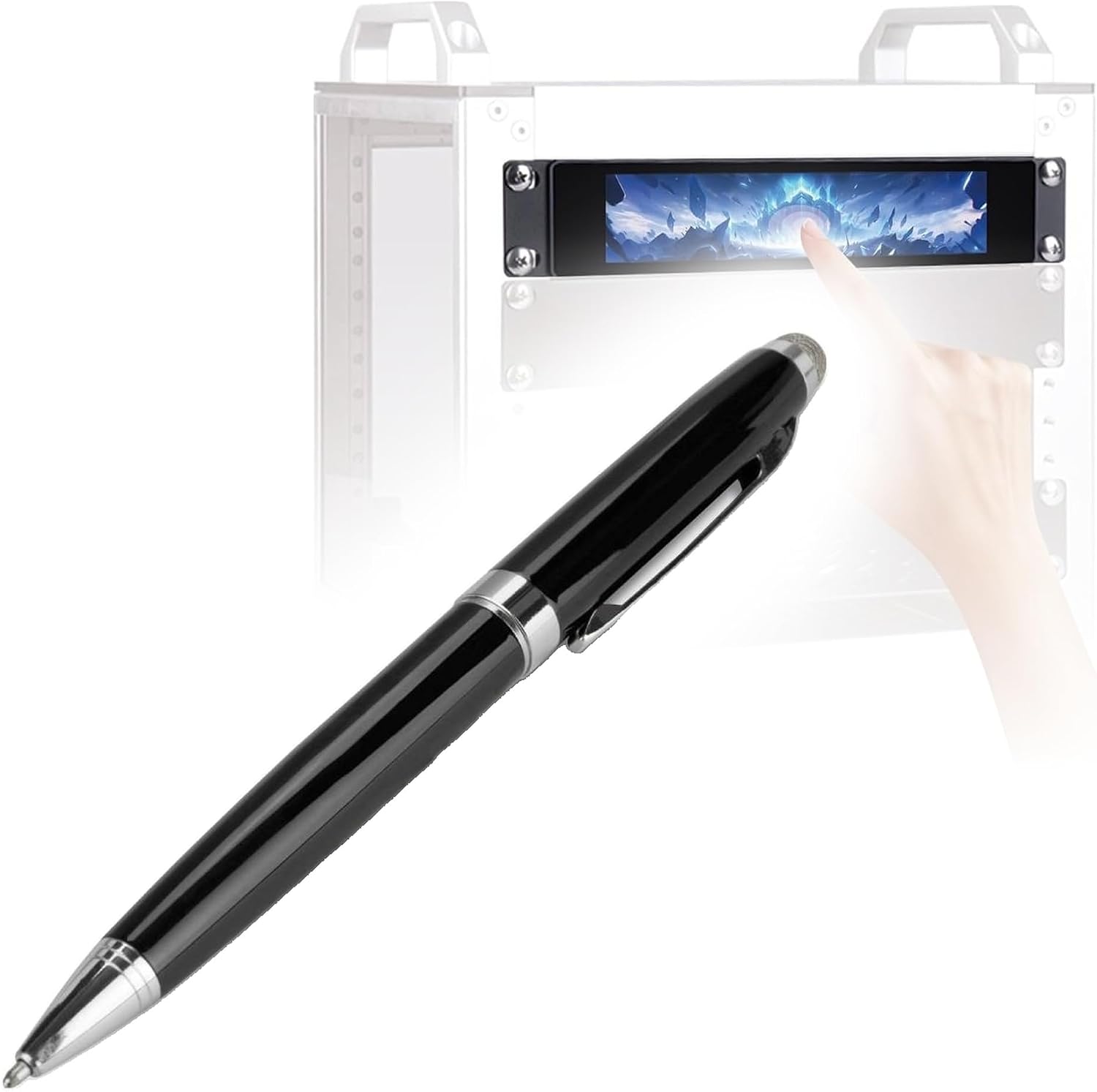 BoxWave Stylus Pen Compatible with GeeekPi DP-0101 Touchscreen Rack Monitor (6.91 in) - EverTouch Meritus Capacitive Styra, Capacitive Stylus with Rollerball Pen - Jet Black