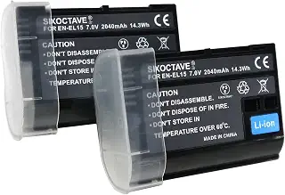 str EN-EL15/EN-EL15a/EN-EL15b/EN-EL15c ニコン 互換バッテリー2個セット D810A D750 D810 D800 D800E D850 D600 D610 D500 D7000 D7100 D7200 D7500 D780 / ニコン 1 V1 / Z5 / Z6 / Z6 II / Z6 Mark 2 / Z7 / Z7 II / Z8 / Zf 等対応