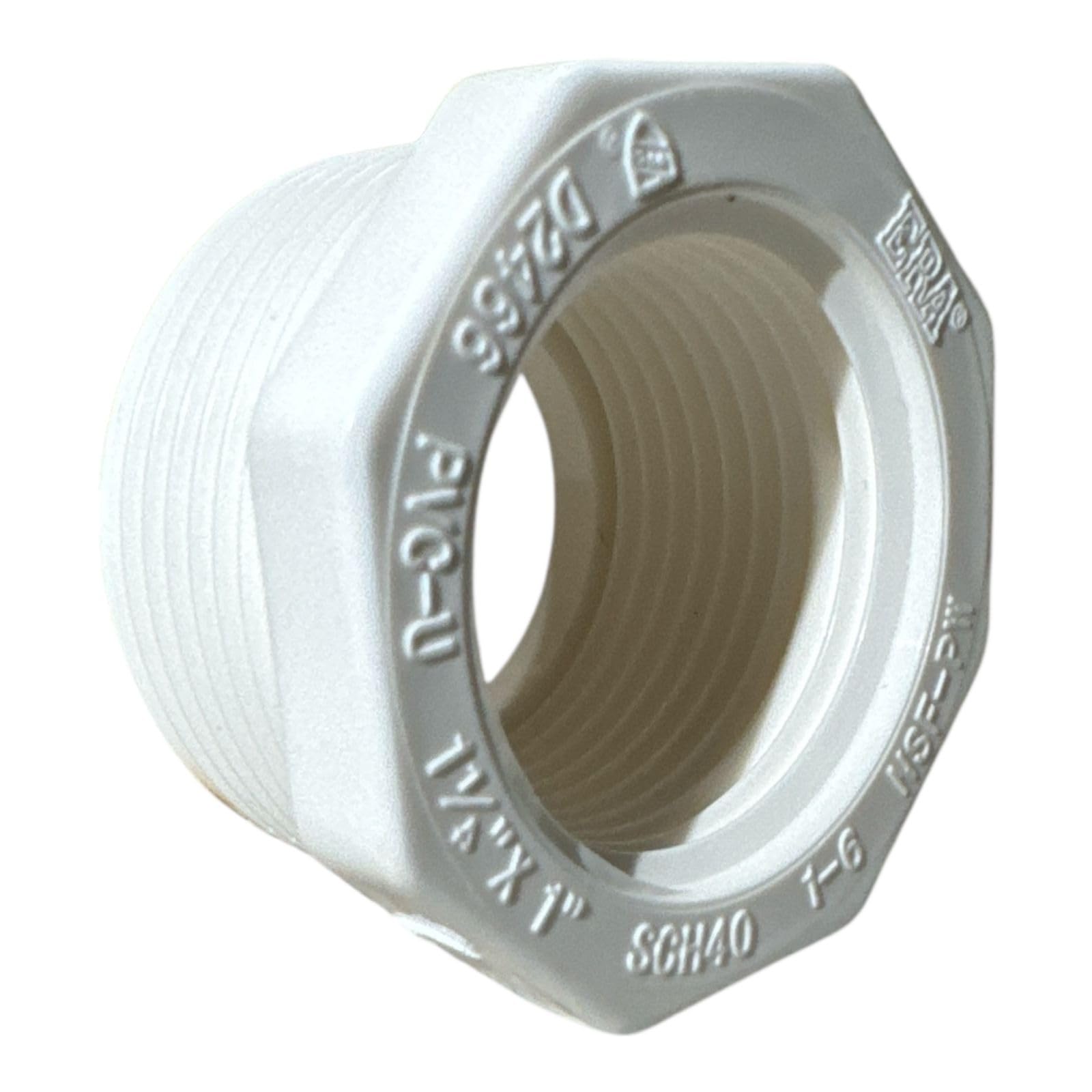 Schedule 40 PVC Reducer Bushing 1-1/4″ x 1″ – Male NPT to Female NPT Threaded Adapter, 5 Pack