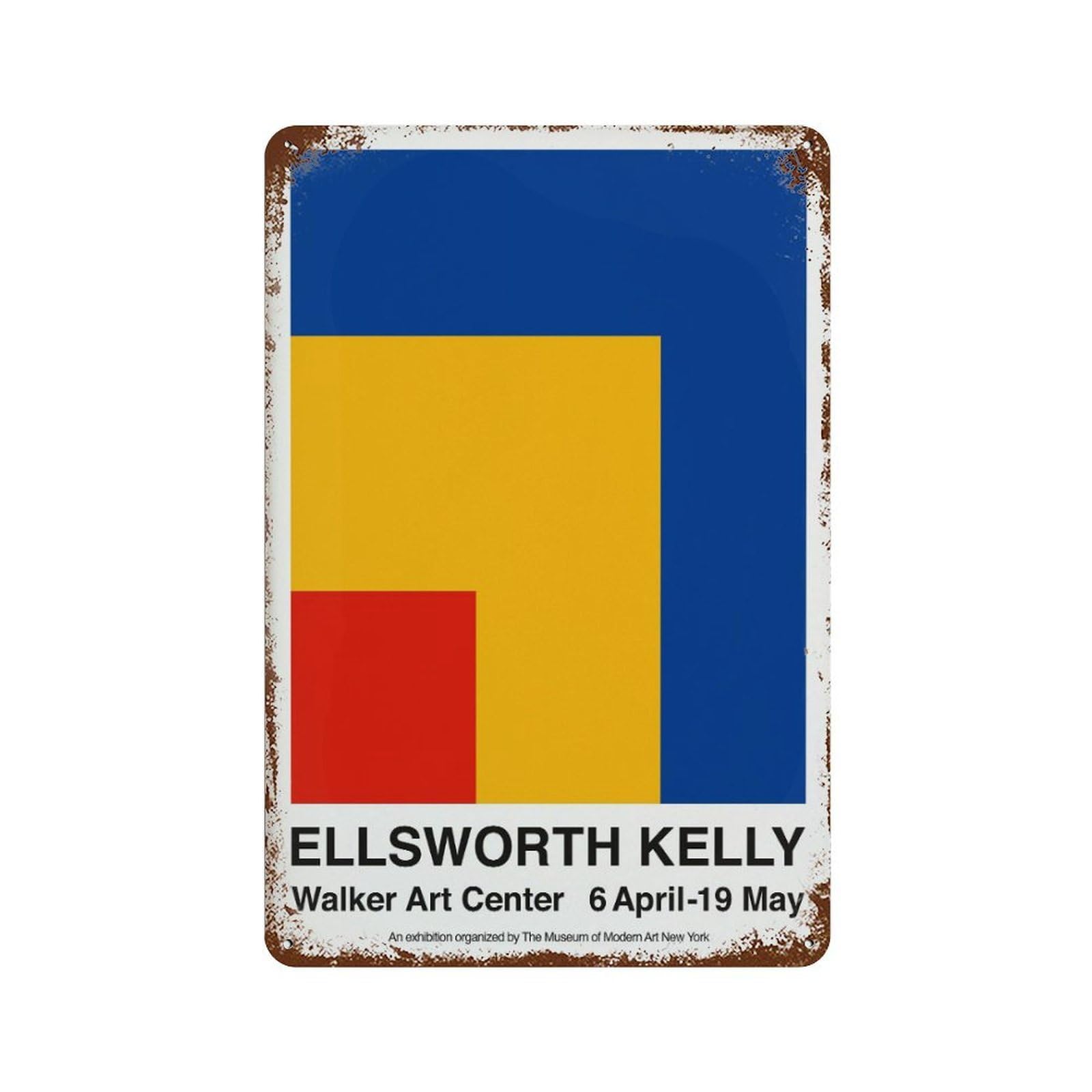 xiaoxiaoshen Ellsworth Kelly Exhibition Modern Geometric Wall Decor Art Metal Tin Poster Modern Home Decor Art Home Bar Shop Decorations Vintage Sign 30x20cm