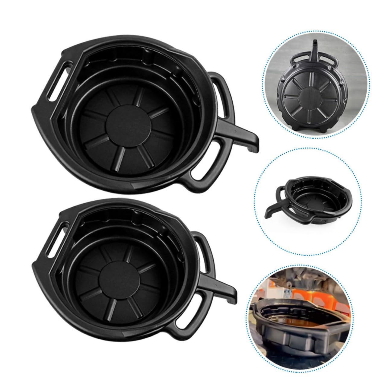 PLAFOPE Bandeja de Drenaje de Aceite Material PE Resistente para Coche 2 Piezas para Reparación y Cambio de Aceite Capacidad 10l y 15l Fácil Instalación