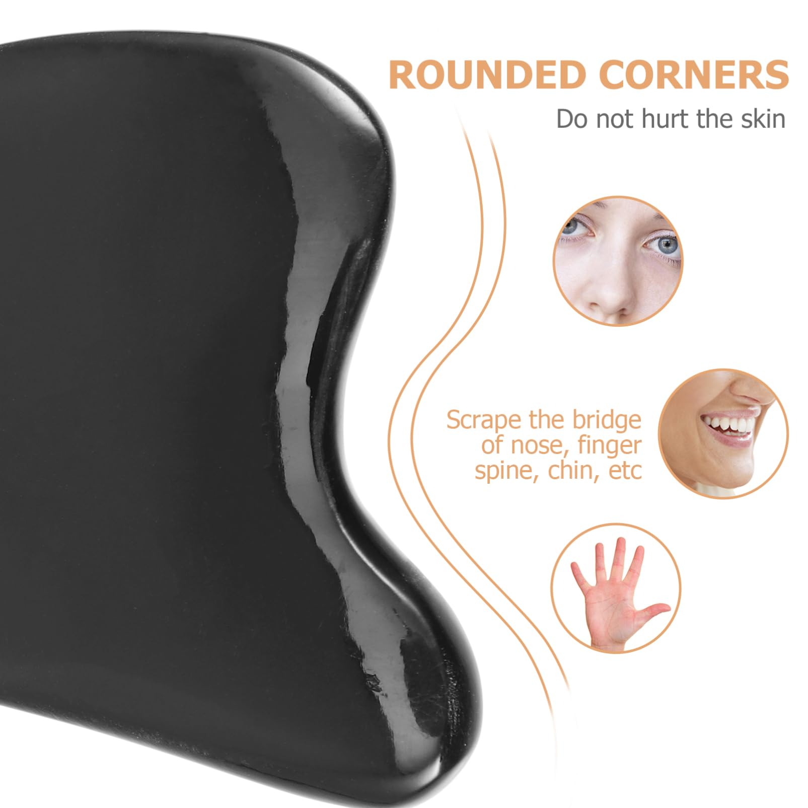 Gatuida 2piezas Gua Facial De Negro Herramienta De Masaje y Raspado Accesorio De Para Cuerpo y Cara Para Relajación y Circulación Sanguínea