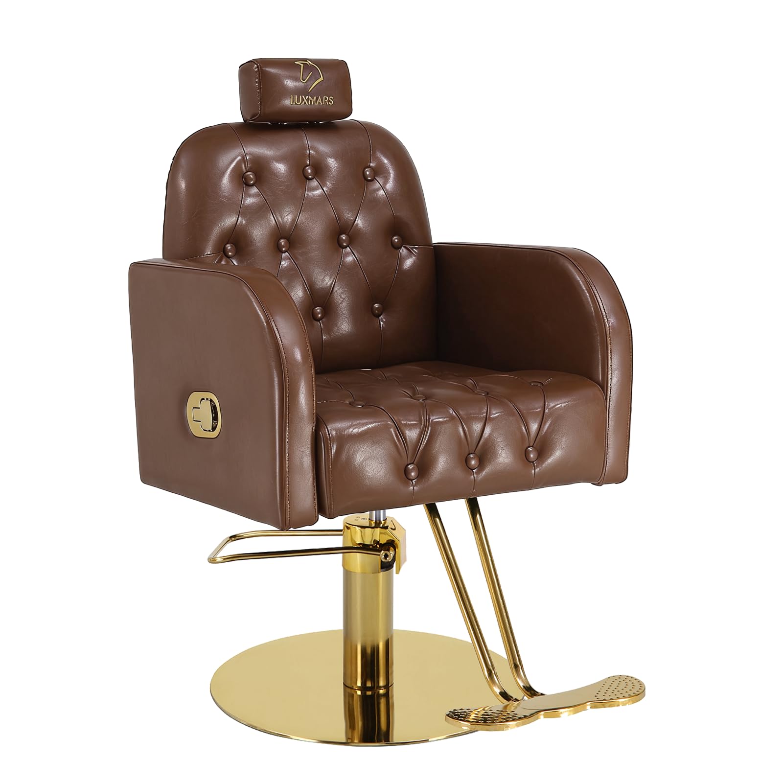 Vintage Barber Chair,360° Swivel Salon Chair with Reclining,Adjustable Height,Professional Stylist Chair with Heavy-Duty Hydraulic Pump,Spa Equipment for Barbershop,Beauty,Home (Glossy Brown)