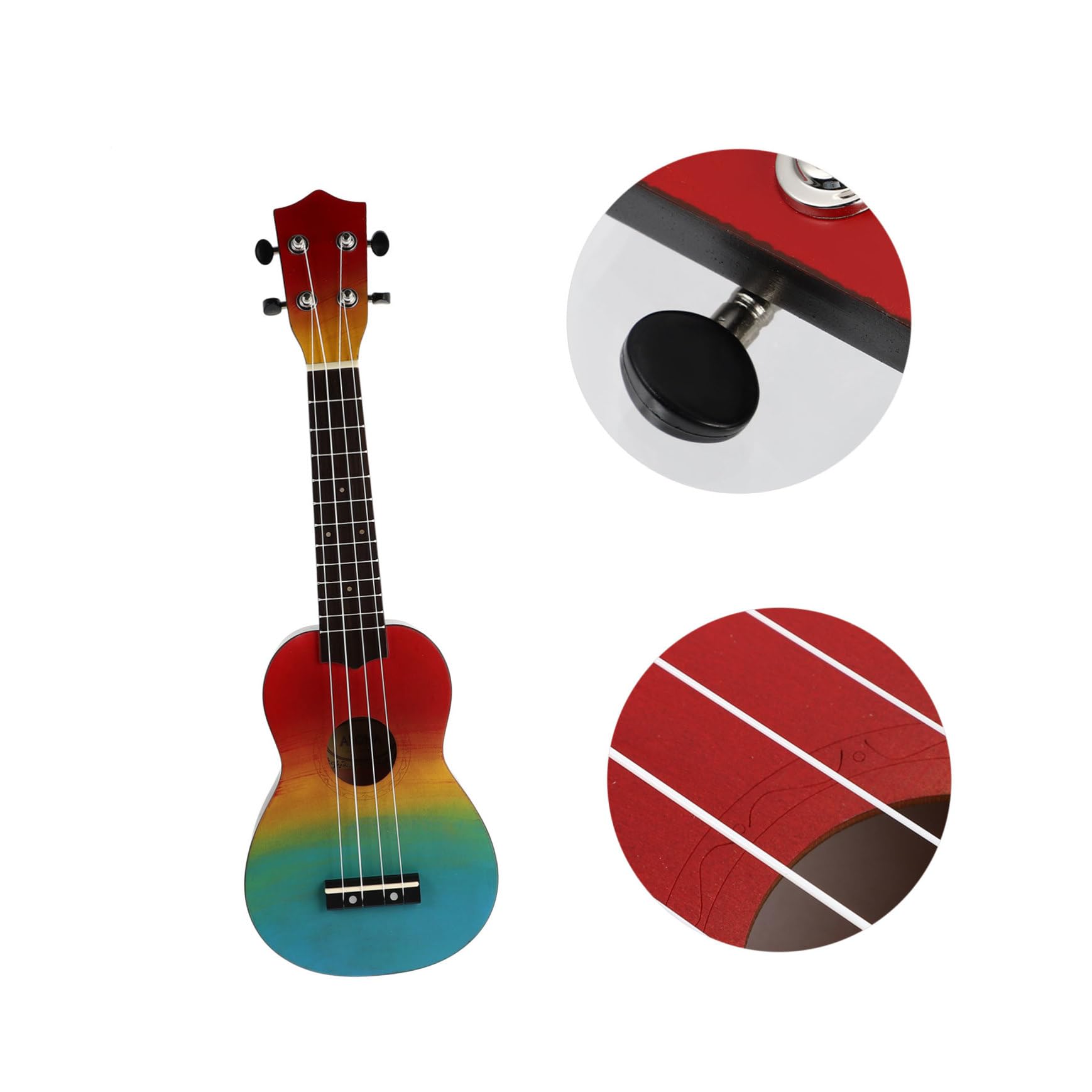 VICASKY 21-Zoll Ukulele Lernset für Kinder mit Rucksack Handgemaltem Regenbogen Design und Tasche Synthetic Material 1 Satz