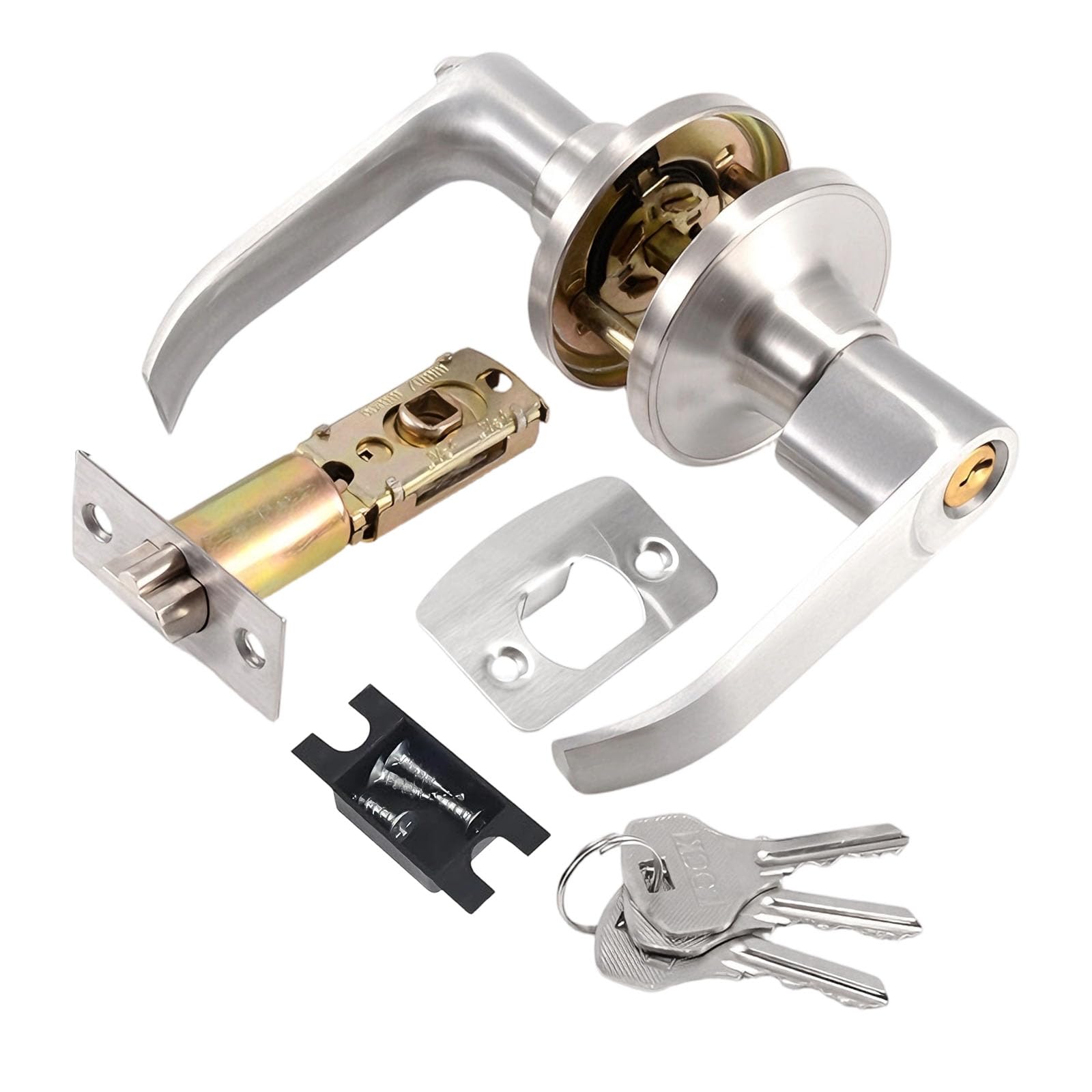 Lever Door Lock with Keys, Heavy Type Door Handle Lock Stainless Steel Entry Doors Handles Privacy Knob Locking Door Knob Hardware for Bedroom Interior Closet Security Door Locks