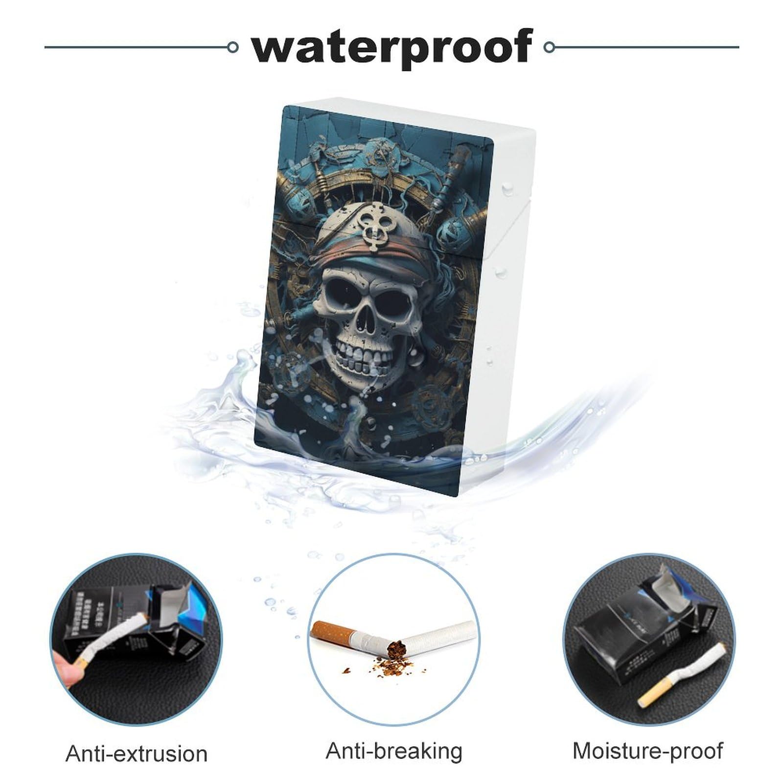Amazon.com: Skeleton Pirate Cigarette Case Box King Size 85mm 20 Capacity  Push to Open Waterproof Cigarette Case for Women Men Pocket Cigarette  Holder Case Vintage Cigarette Box : Health & Household