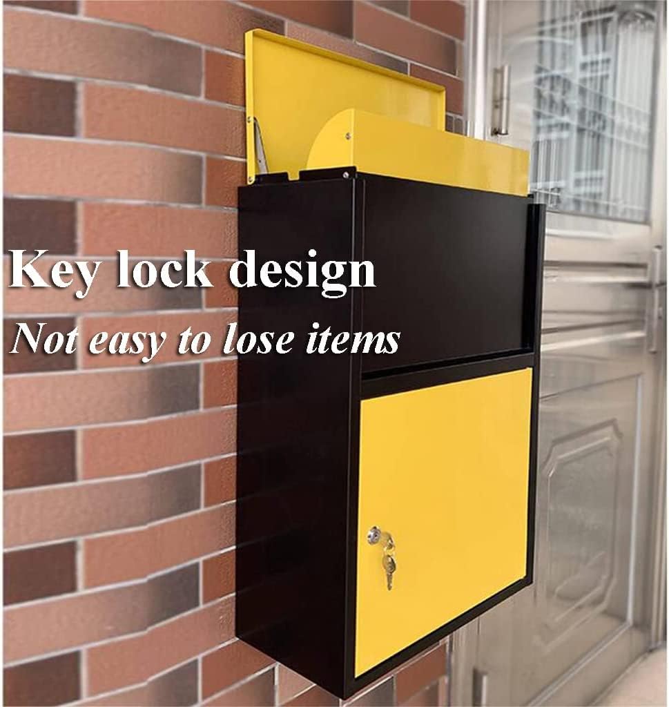 郵便ポスト、亜鉛メッキ鋼製メールボックス、黒、施錠可能な屋外用レターボックス、大型 壁掛けロック縦型ドロップボックス メールボックス - 安全で安全  (Lサイズ) | 亜鉛メッキスチール製 (ブラックコンビネーション 郵便ポスト 亜鉛メッキ鋼製メールボックス 黒 施錠 ...